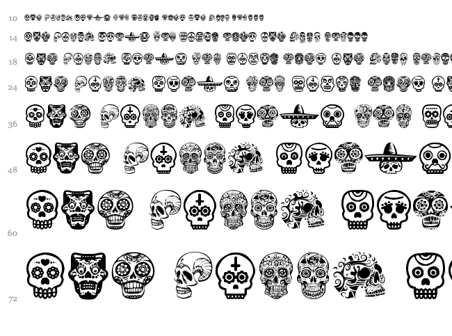 Mexican Skull font waterfall